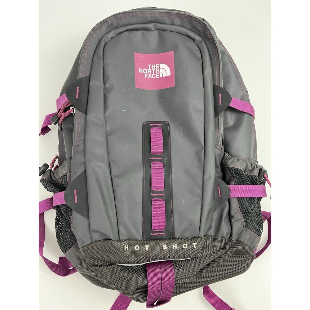 The North Face Backpack Hot Shot Special Edition Hiking School Bag Gray Purple